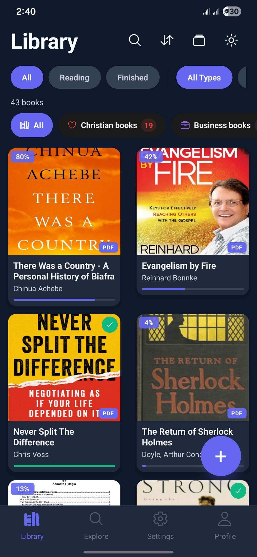 ReadingKulture app — library view